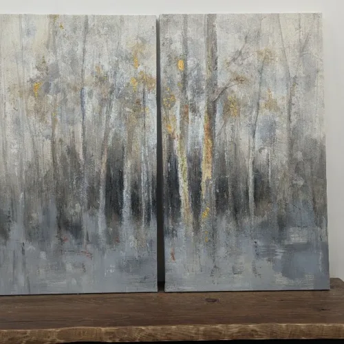 Duo Tableau Abstrait Peint 90x60cmX2- H38