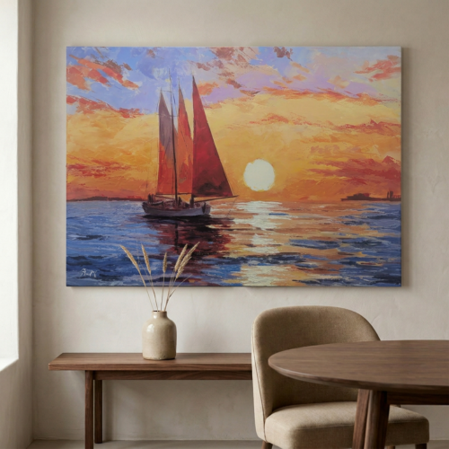 Tableaux Bateau Retouché 100X70CM