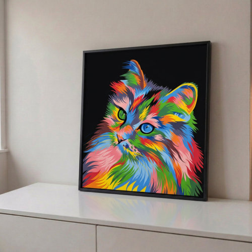 Tableaux de point peinture Chat 88x68cm