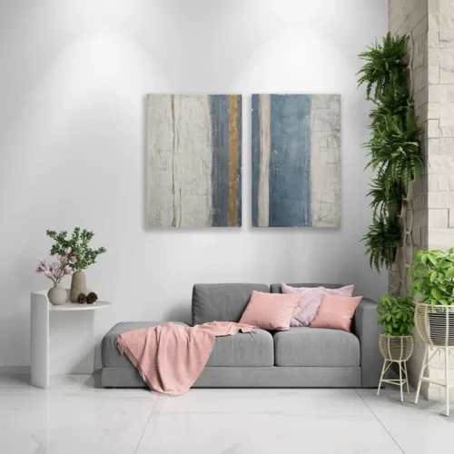 Duo Tableau abstrait Peint Texturé 90x60cmX2 -H39