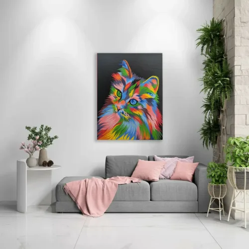 Tableaux de point peinture Chat 88x68cm