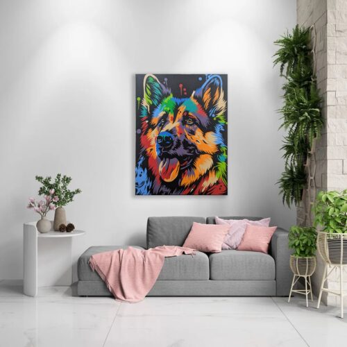 Tableaux de point peinture Chien 88x68cm