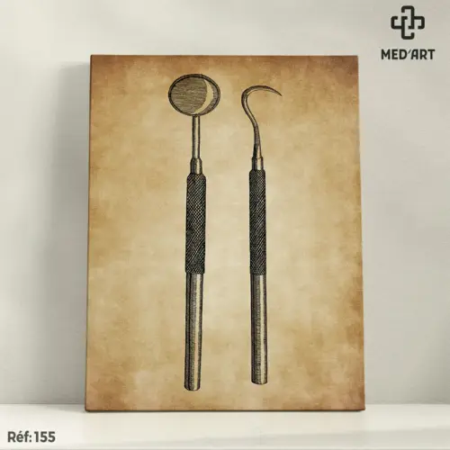 Tableau Instrument Dentaire: Excavateur et Miroir Dentaire 155