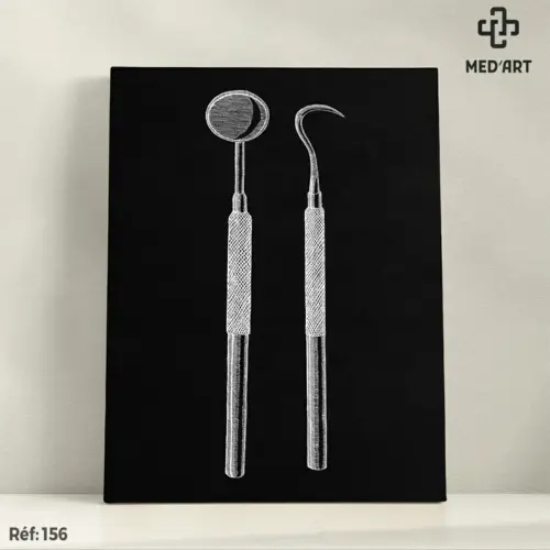 Tableau Instrument Dentaire: Excavateur et Miroir Dentaire 156
